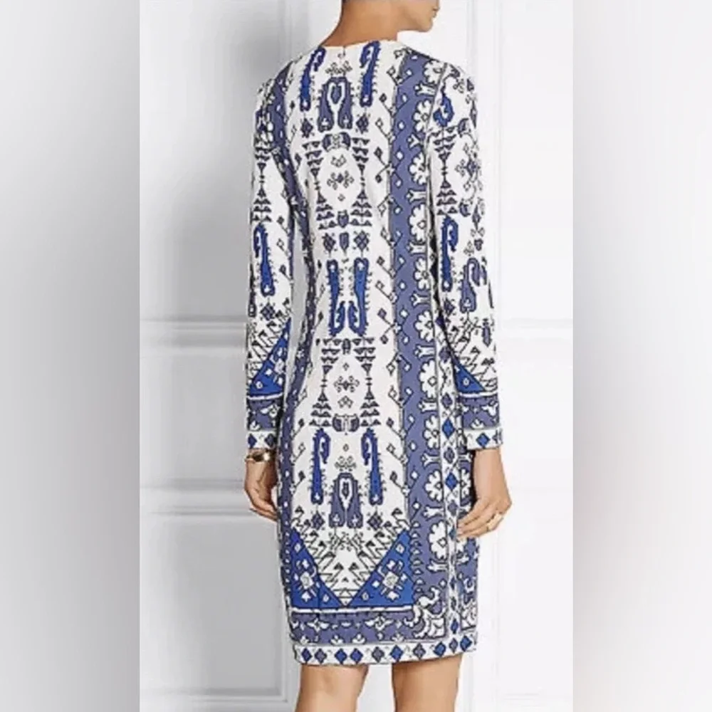 Tory‎ Burch Matte Jersey Lisbon Blue & White Dress